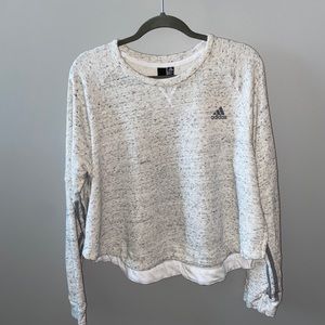 ADIDAS CROPPED LONG SLV HEATHERED SWEATSHIRT